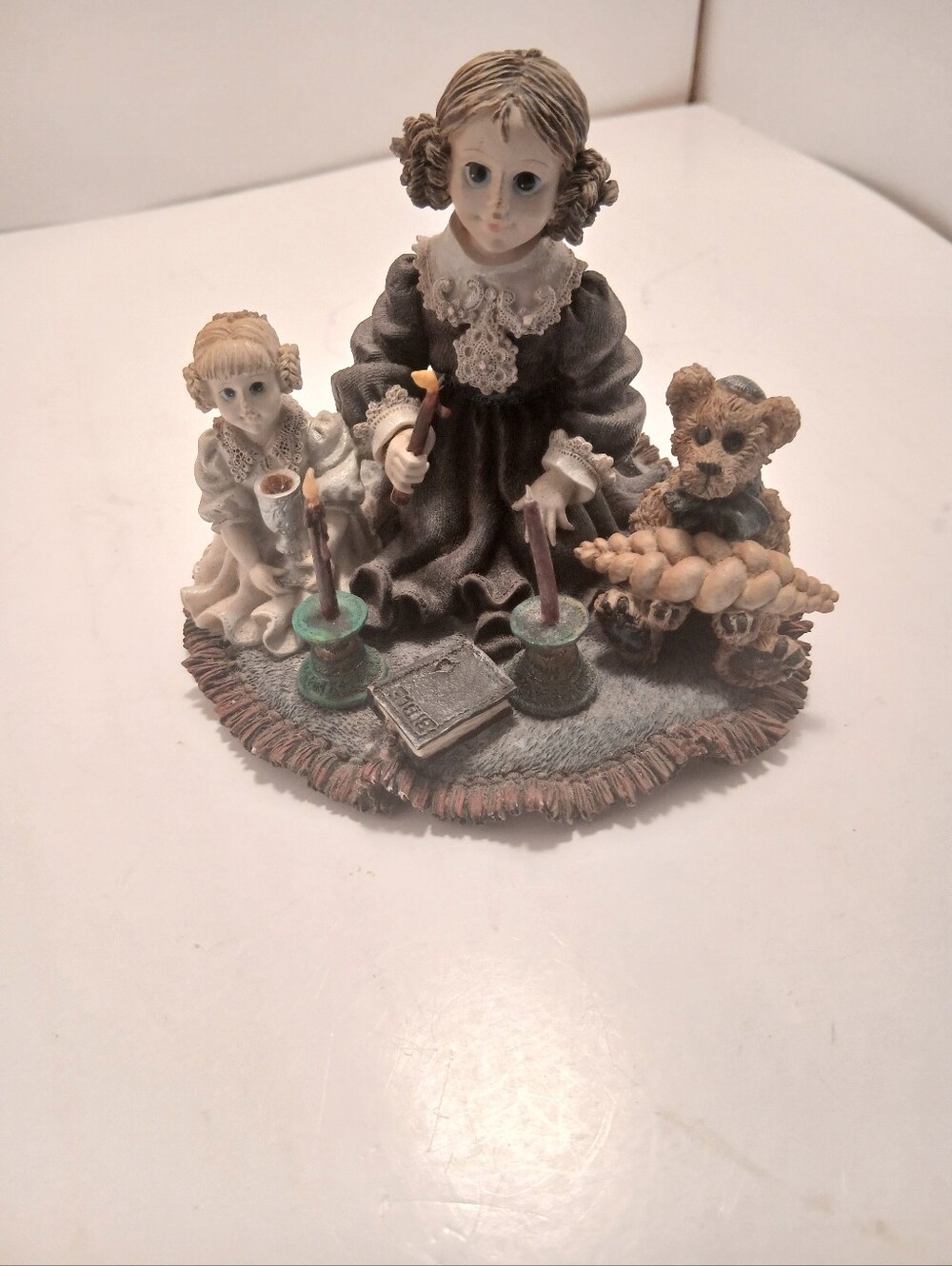 Yesterdays Child Porcelain Girl and Teddy Figurine - Brown and Cream Home Accent